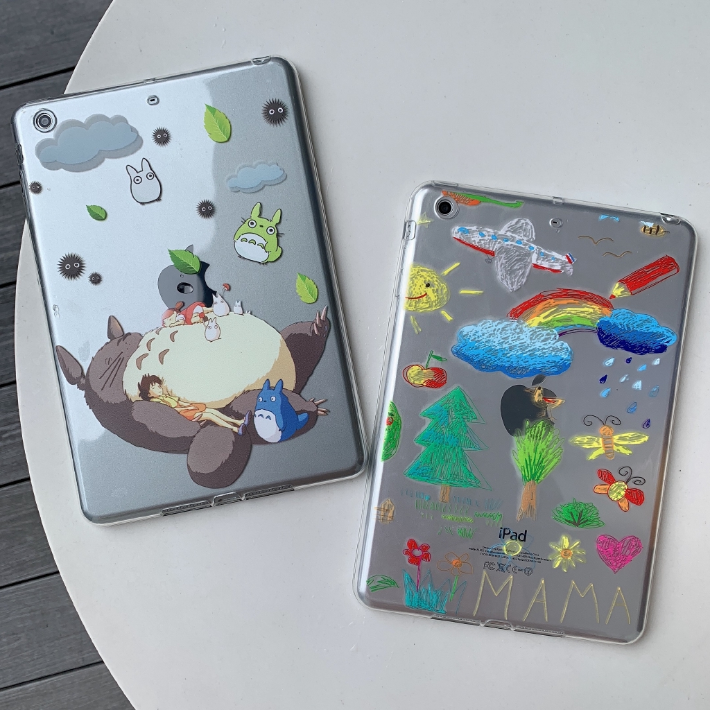 Ốp máy tính bảng mềm trong suốt họa tiết doodle/Totoro dễ thương cho iPad mini 2 3 4 iPad2 3 4 Pro 11 9.7 Air3 | BigBuy360 - bigbuy360.vn