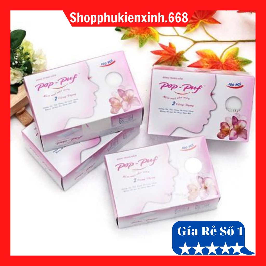 Bông Trang Điểm Pop Puf Hồng (100 Miếng / Hộp)