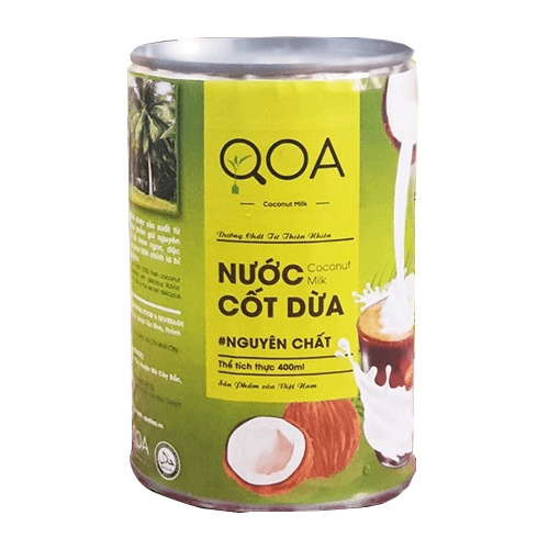 Nước cốt dừa nguyên chất QOA hộp 400ml. Hàng công ty có sẵn, giao hàng ngay