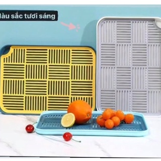 Khay nhựa úp ly chén màu vintage 2 lớp