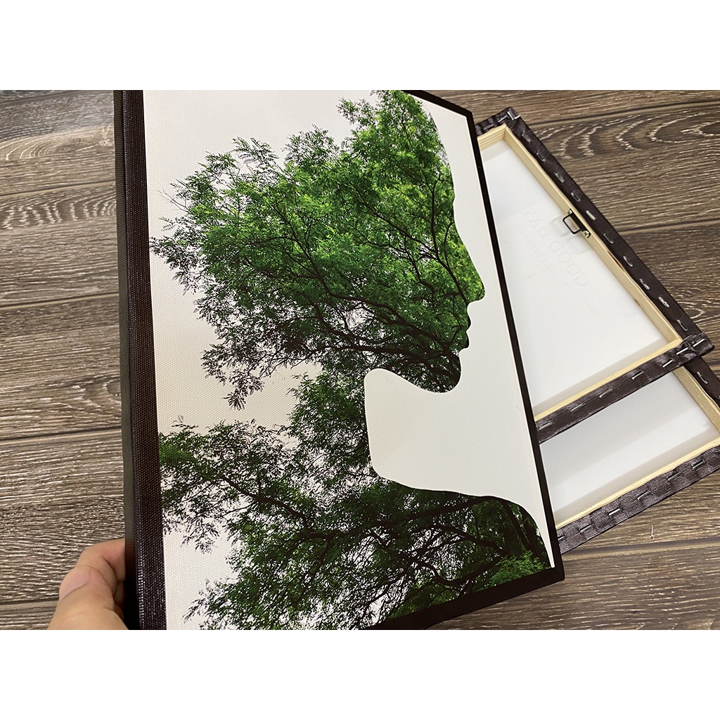 Tranh lá cây xanh treo tường cao cấp, Tranh treo tường canvas lá cây xanh mát | LST