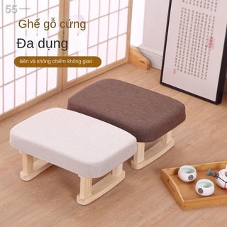 zz Bệ bước chân Ghế sofa bằng gỗ rắn chắc đôn vải Thấp Văn phòng khách Net Màu đỏ dành cho người lớn đẩu