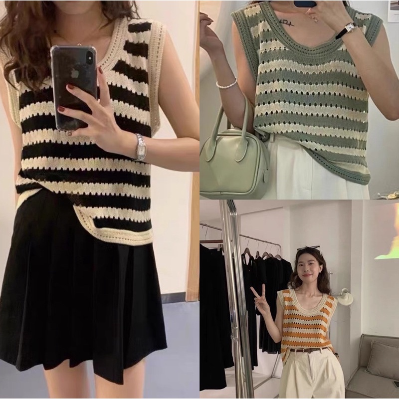 ÁO LEN KẺ SÁT NÁCH LƯỢN SÓNG QUẢNG CHÂU CỰC XINH