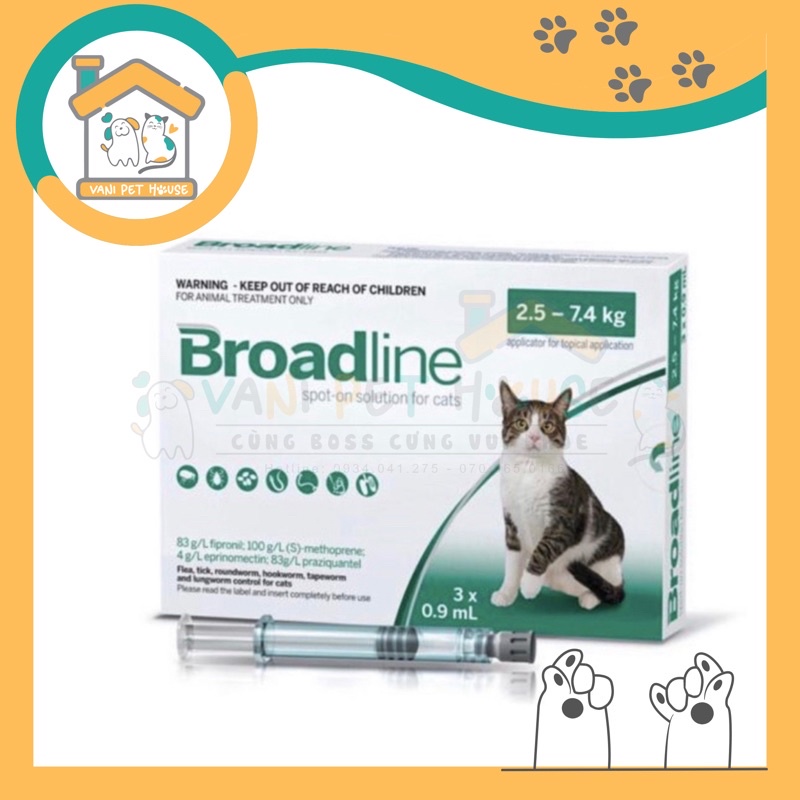 Nhỏ gáy Broadline phòng trừ nội ngoại ký sinh trùng cho mèo