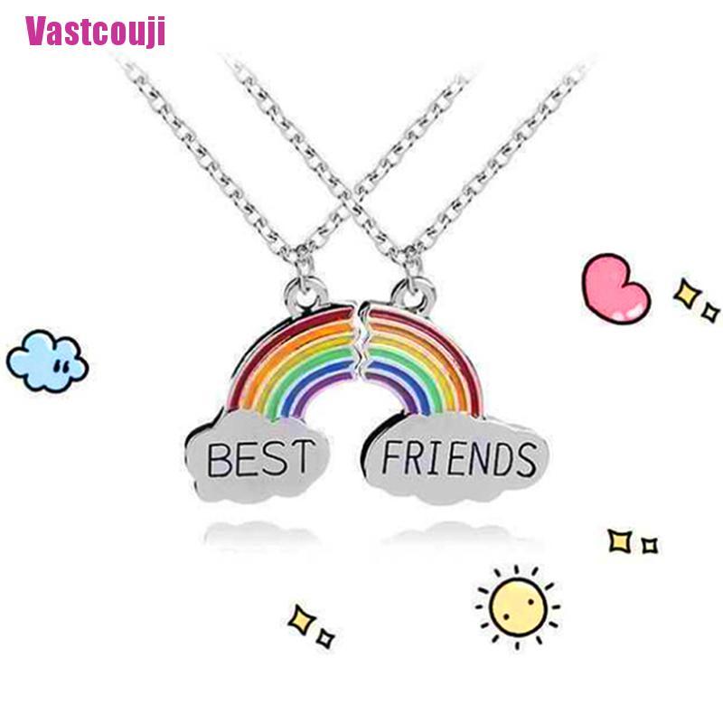 1 Cặp Vòng cổ Tình Bạn Mặt Đám Mây Cầu Vồng