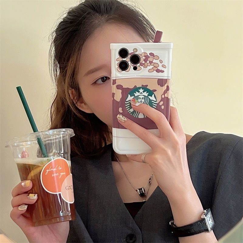 STARBUCKS Ốp Điện Thoại Hình Ly Trà Sữa Cho iPhone 12 13 11 Pro Max X Xs Max Xr ryhf
