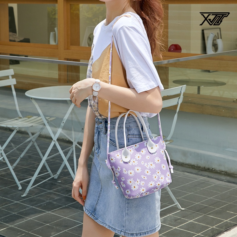 Túi Xách Bucket Cỡ Lớn Họa Tiết Hoa Cúc Thời Trang Cho Nữ