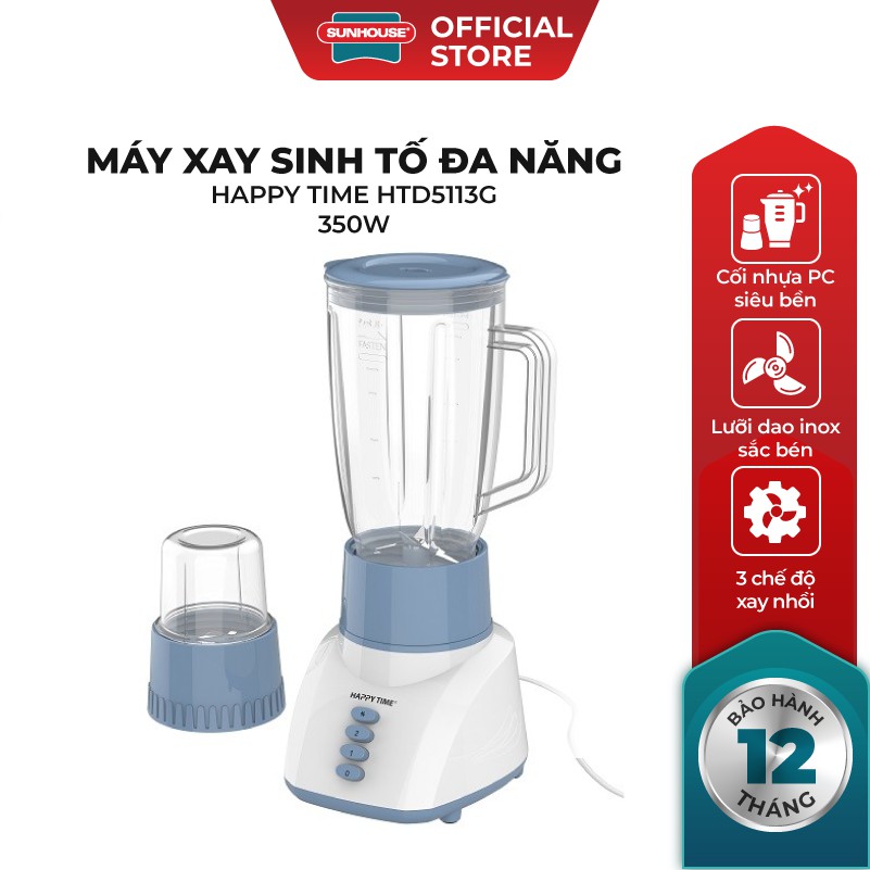 [Mã 254ELSALE giảm 7% đơn 300K] Máy Xay Sinh Tố Đa Năng Sunhouse HappyTime HTD5113 Cao Cấp