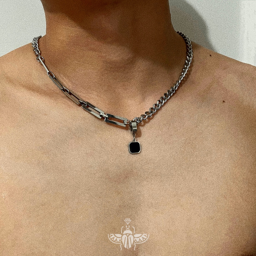 Vòng cổ Thép Titan Hai Trong Một Mặt Khóa Có Thể Tháo Rời Thời Trang Cá Tính Cao Cấp Cho Nam