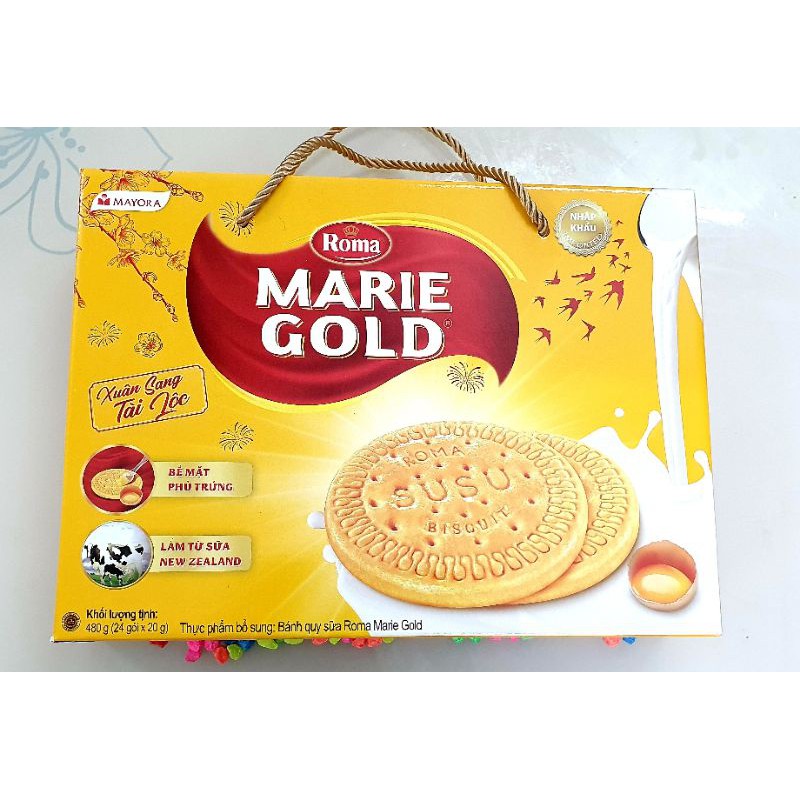 Bánh quy bơ trứng Marie Gold có dây xách 480gr