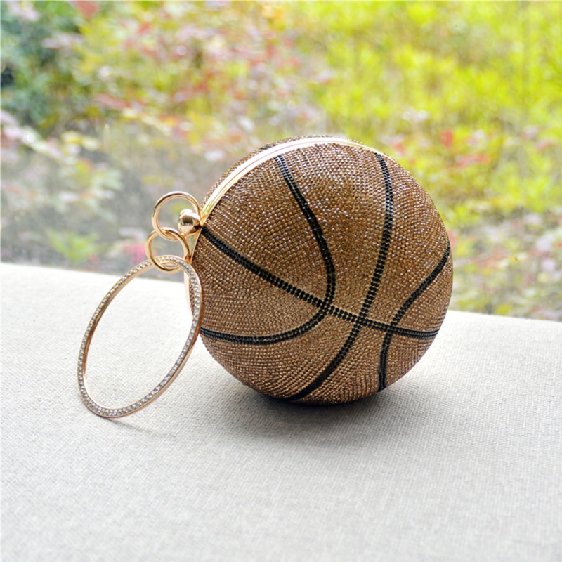 Ví Cầm Tay Hình Quả Bóng Rổ Đính Đá Thời Trang Dành Cho Nữ