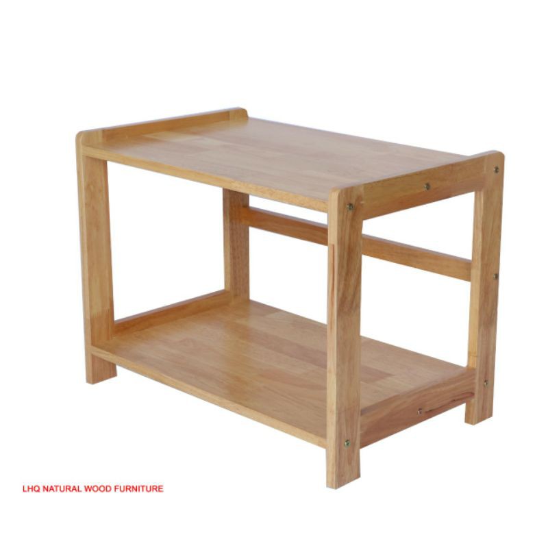 kệ lò vi sóng 2 tầng bằng gỗ cao su tự nhiên
