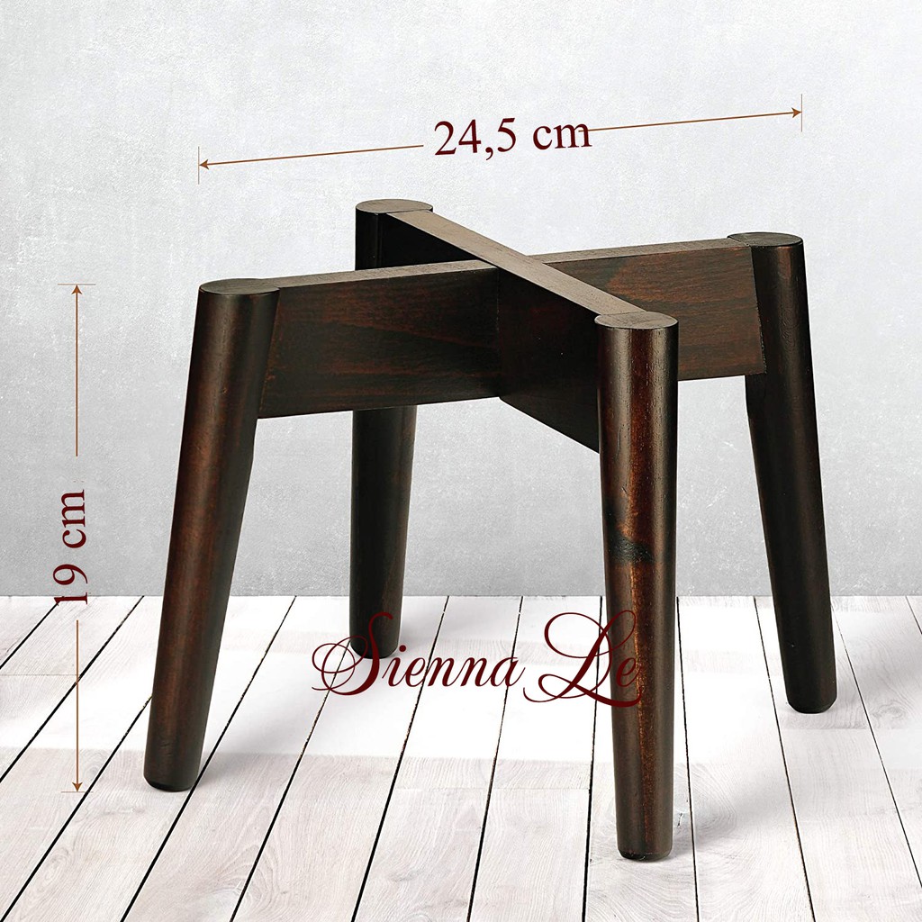 Sienna Le Đôn Gỗ Nhỏ, Giá Kệ Đế Đỡ Chậu Hoa - Phong cách Mid-Century - Cao 19 cm x Rộng 24,5 cm