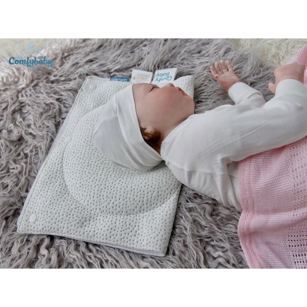 Gối lõm chống bẹt đầu cho bé sơ sinh kiêm kê tay cho bé bú - Air mesh siêu Bamboo siêu thoáng kháng khuẩn Comfybaby- N04