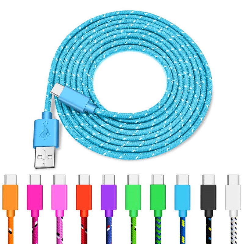 cáp sạc type c USB-C Cáp điện thoại di động 1M / 2M / 3M C Cáp sạc nhanh USB cho Samsung S10 Plus Cáp nylon bện Huawei