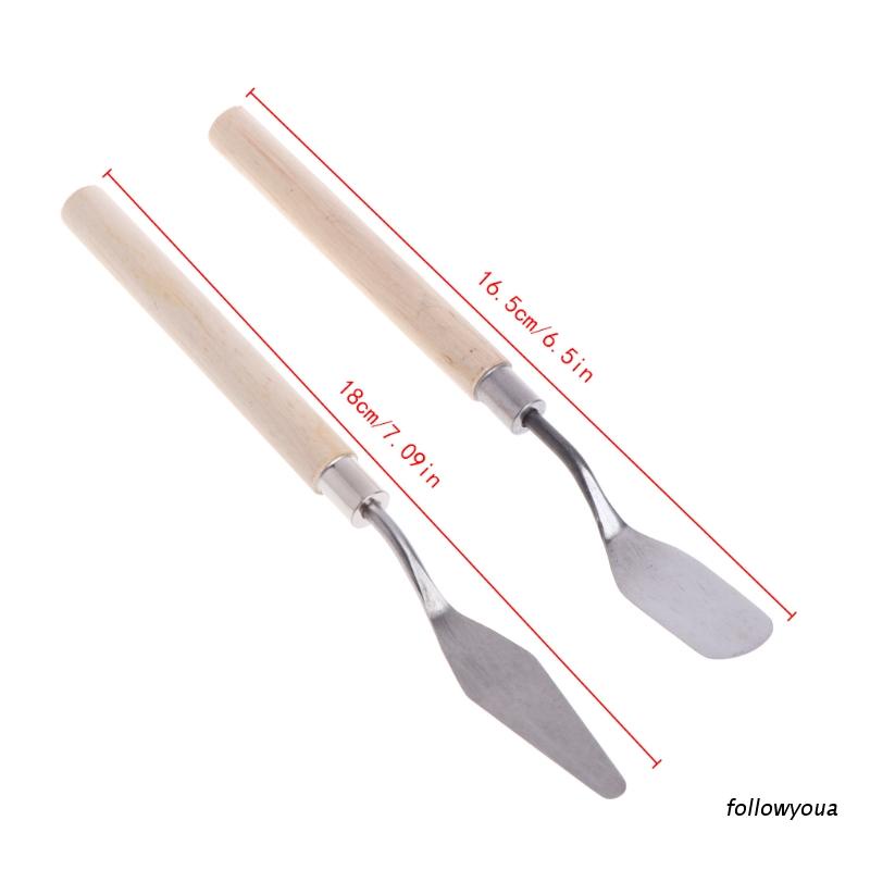 Set 2 dao trộn màu vẽ tranh sơn dầu bằng thép không gỉ