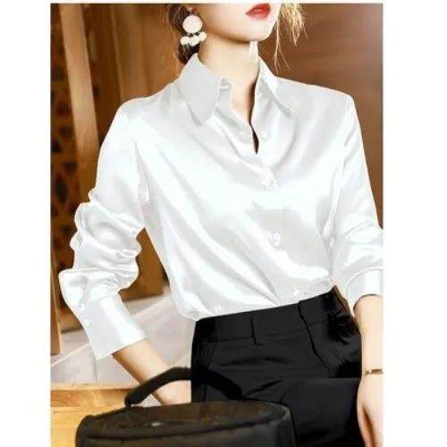 Áo Sơ Mi Lụa Satin Tay Dài Cài Nút Thời Trang Công Sở Dành Cho Nữ