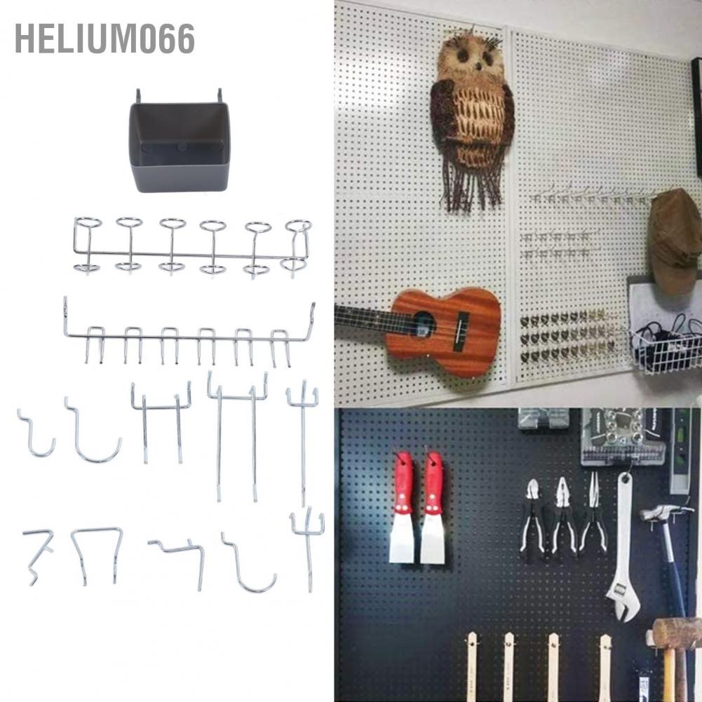 114Pcs móc lên Bộ lưu trữ dụng cụ phân loại móc Pegboard cho Hội thảo tại nhà Helium066