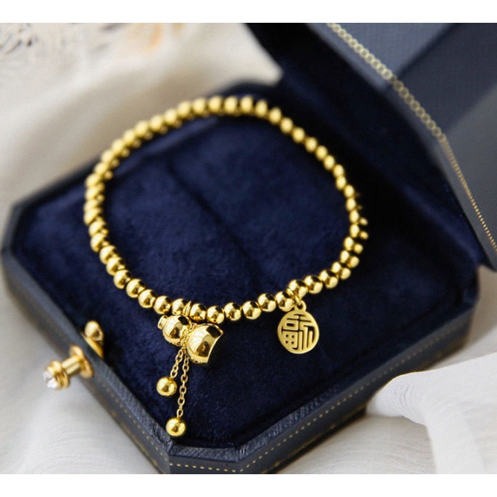 Lắc tay bi hồ lô may mắn mạ lớp vàng 24k sang trọng