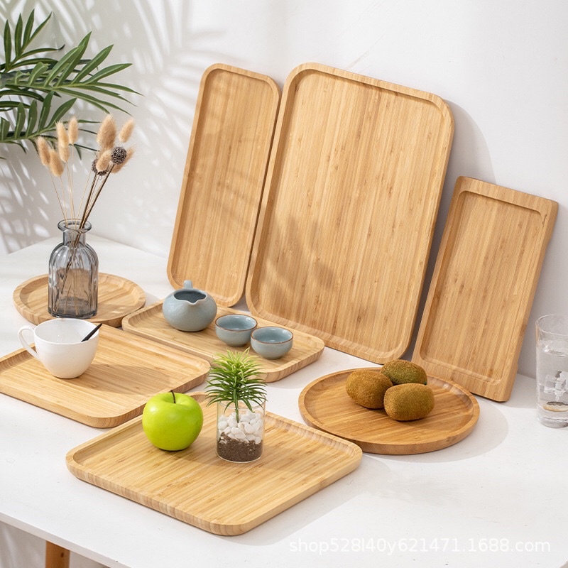 Khay gỗ tre decor, chụp ảnh, đựng chén trà, đồ dùng phòng tắm cao cấp