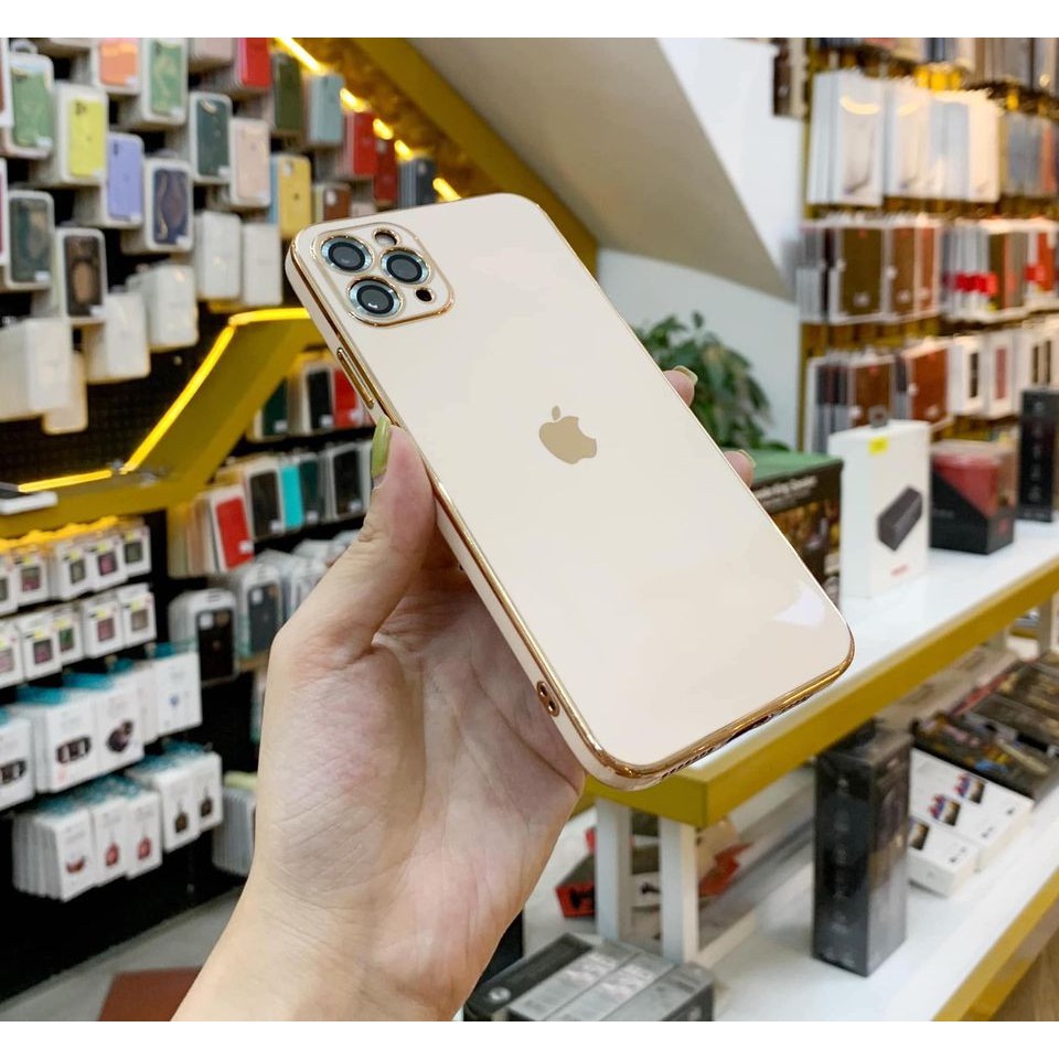 Ốp dẻo mạ viền gold vuông sang trọng dành cho ip12/12pro/12promax/ 11/11pro/11promax | BigBuy360 - bigbuy360.vn