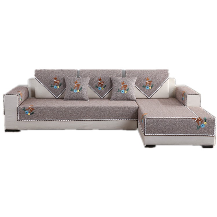 (Hàng Mới Về) Khăn Trải Ghế Sofa Họa Tiết Hoa Và Nai Đơn Giản Phong Cách Hiện Đại Bốn Mùa m[One size corresponds to one piece of sofa cushion]