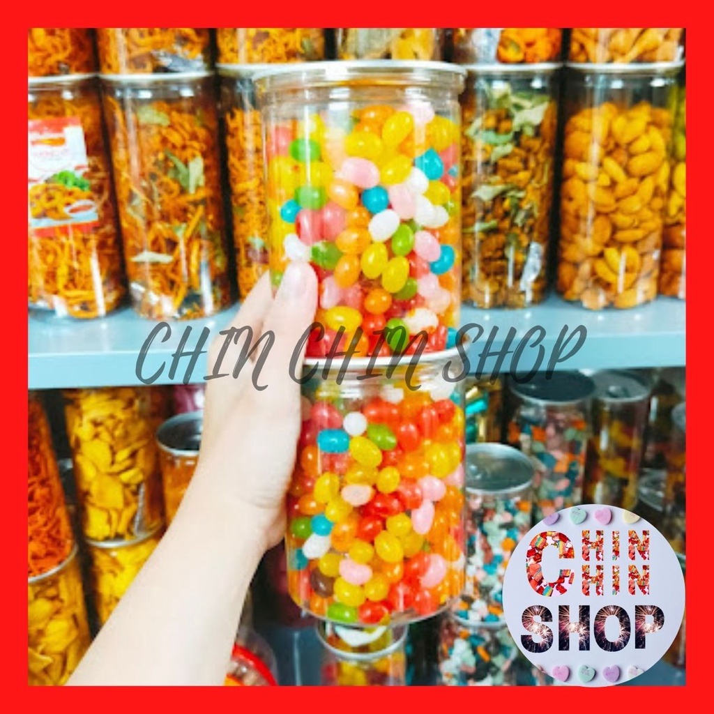 Kẹo bi dẻo mềm vị trái cây 7 màu lon 500g, thơm ngọt, đủ vị, kẹo tuổi thơ - ĂN VẶT CHIN CHIN.