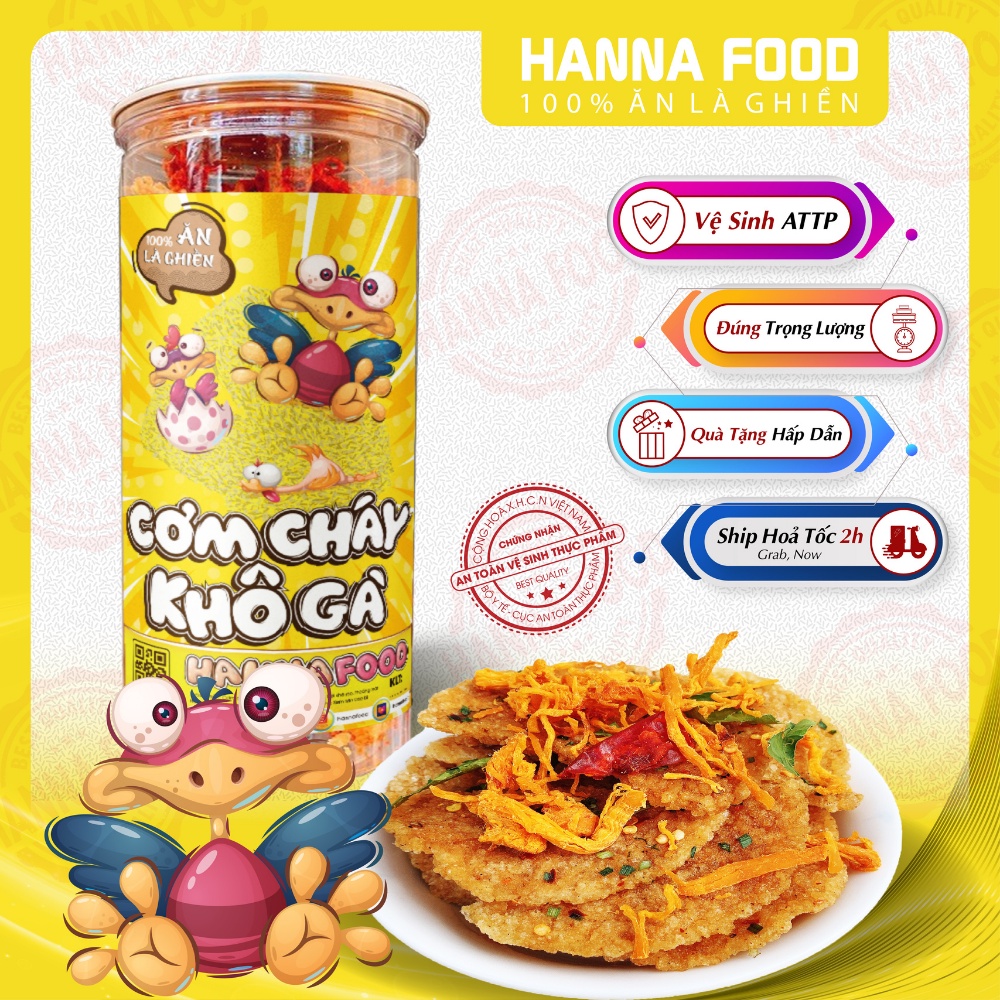 Cơm cháy chà bông, khô gà, khô bò, khô heo chiên mắm hành tẩm vị HANNA vừa ăn , thơm ngon bổ dưỡng, hủ PET lớn 300 gam