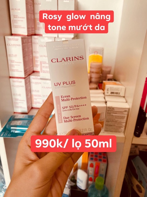 Kem chống nắng nâng tone rạng rỡ Clarins rosy glow vạch hồng