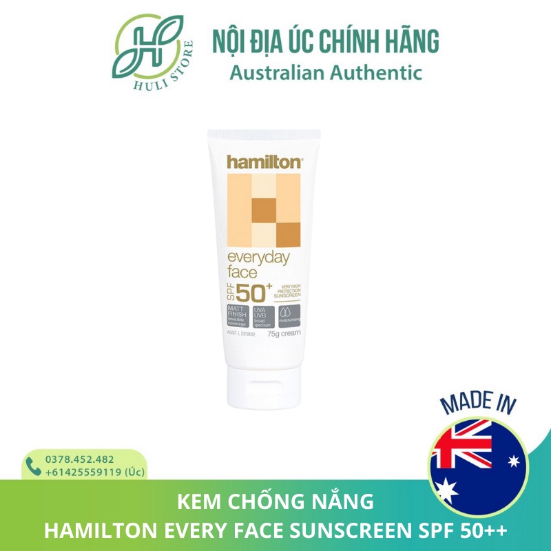 Kem chống nắng phổ rộng Hamilton Face Sunscreen 75g