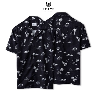Áo sơ mi nam POLYS áo sơ mi tay ngắn họa tiết Ocean And Palm