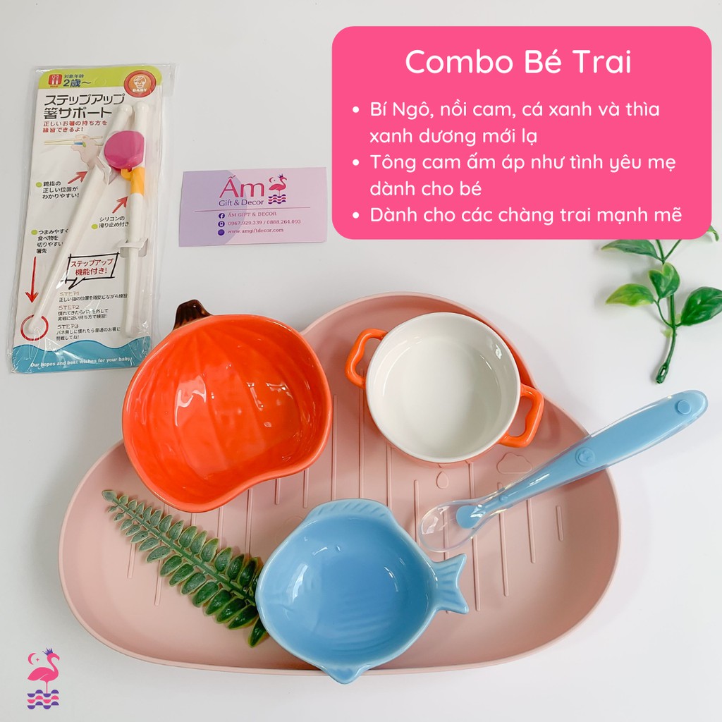 Bát Ăn Dặm Cho Bé Kiểu Nhật - Bộ Dụng Cụ Ăn Dặm Baby Led Weaning Cho Độ Tuổi Từ 6 Tháng