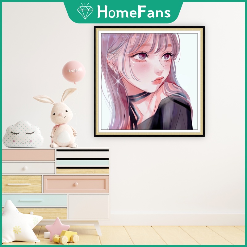 Bộ Tranh Đính Đá 5D Tự Làm 30x30cm / 40x40cm / 50x50cm Hình Cô Gái Xinh Đẹp