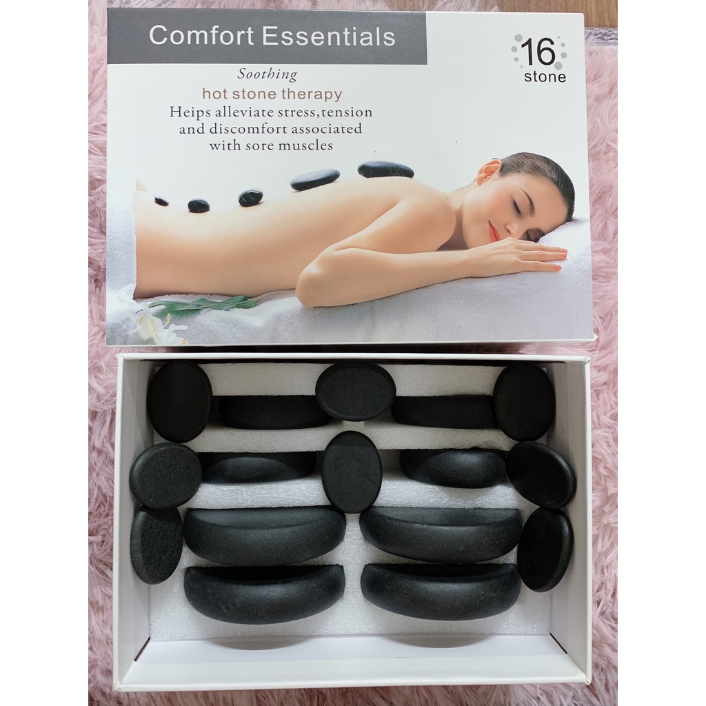 Hộp 16 Viên Đá Nóng Massage Bao Gồm: 4 Viên Đá Tròn To, 4 Viên Oval, 8 Viên Đá Kẹp Chân