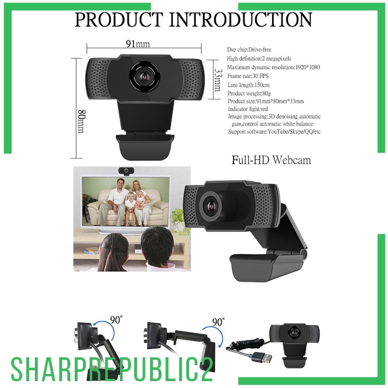 Webcam USB Sharprepublic2 HD Có Mic Cho Máy Tính Laptop | BigBuy360 - bigbuy360.vn