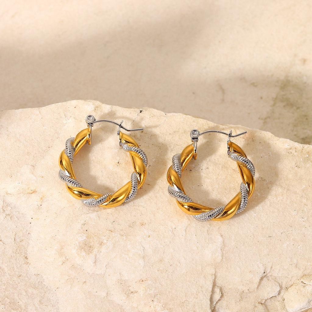 Vnox Đôi Bông Tai Hình Chữ U Màu Bạc Và Vàng Đồng Không Gây Dị Ứng Trang Sức Hàng Ngày Cho Nữ