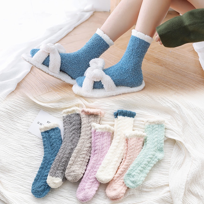 Đôi vớ thiết kế dày giữ ấm thoáng khí thời trang thu đông cho nữ