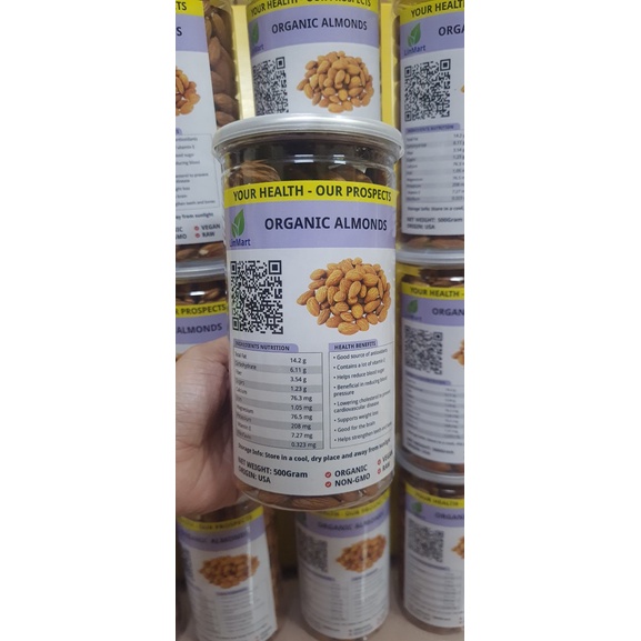 Hạt Hạnh Nhân Hữu Cơ LinMart 500 gram