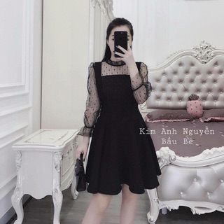 Set váy yếm xoè áo ren