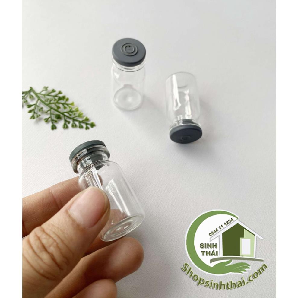 Lọ thủy tinh nắp cao su xám, hũ vừa 4cm x 2cm, chai hũ thủy tinh đựng chất lỏng, tinh dầu, kim tuyến, mỹ phẩm, cườm