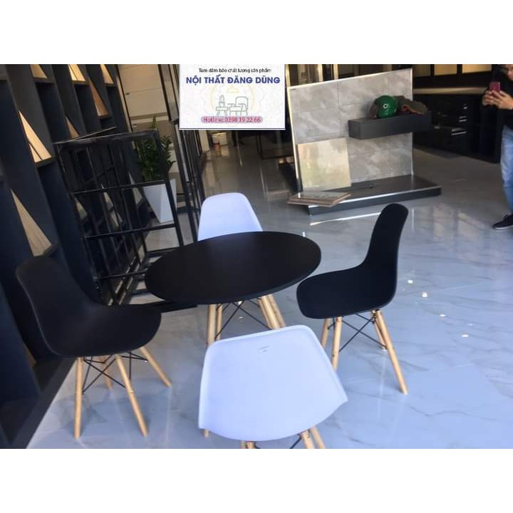 Bộ bàn ghế ban công, phòng khách Eames 1 bàn tròn 4 ghế, phù hợp không gian nội thất gia đình, quán cafe, quán trà sữa | BigBuy360 - bigbuy360.vn