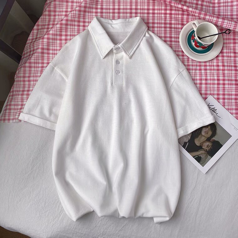 Áo Polo Uniex trơn 3 màu cơ bản xám, trắng và đen chất liệu cá sấu sang xịn mịn