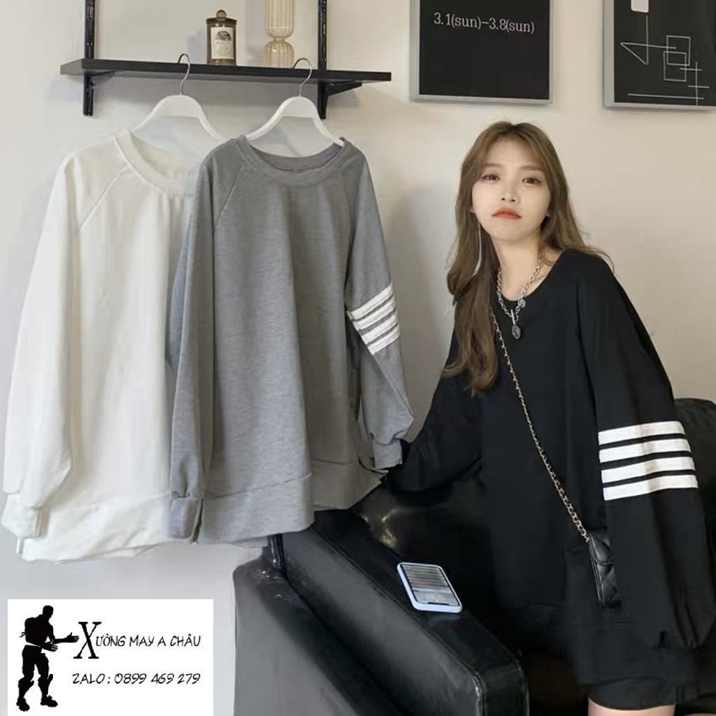 Áo thun unisex tay dài 4 sọc ngang Hàn Quốc CB029
