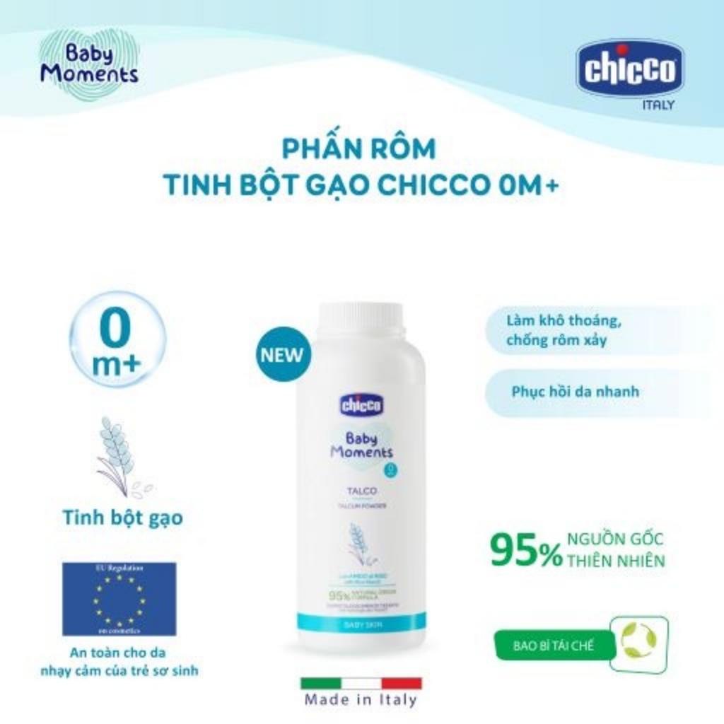 Phấn Rôm Chicco Tinh Bột Gạo Giúp Nuôi Dưỡng Da Mềm Mịn Chống Rôm, Sảy, Hăm Cho Bé Từ Sơ Sinh