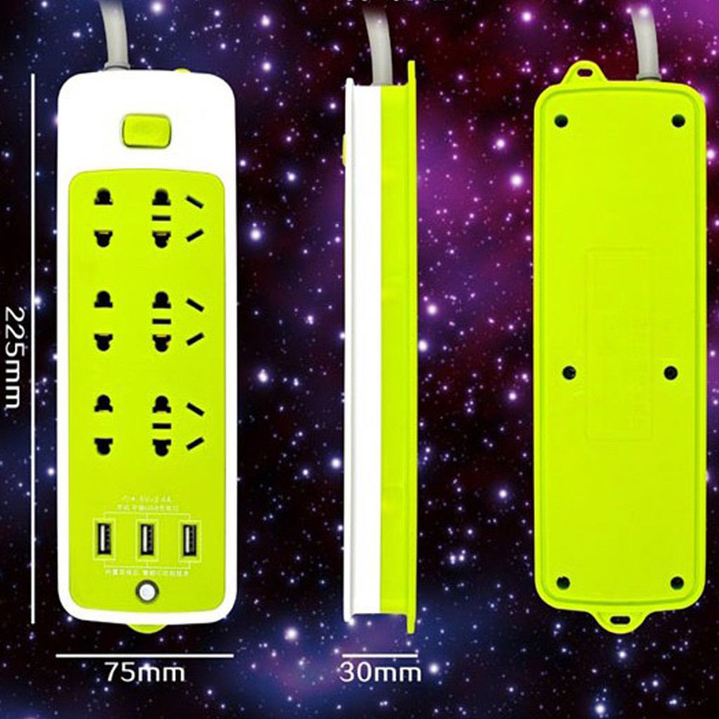 Ổ Cắm Điện Đa Năng Chống Giật Có 3 Cổng USB Sạc Điện Thoại – Sạc Trực Tiếp – Tiết Kiệm Điện Màu Xanh Lá