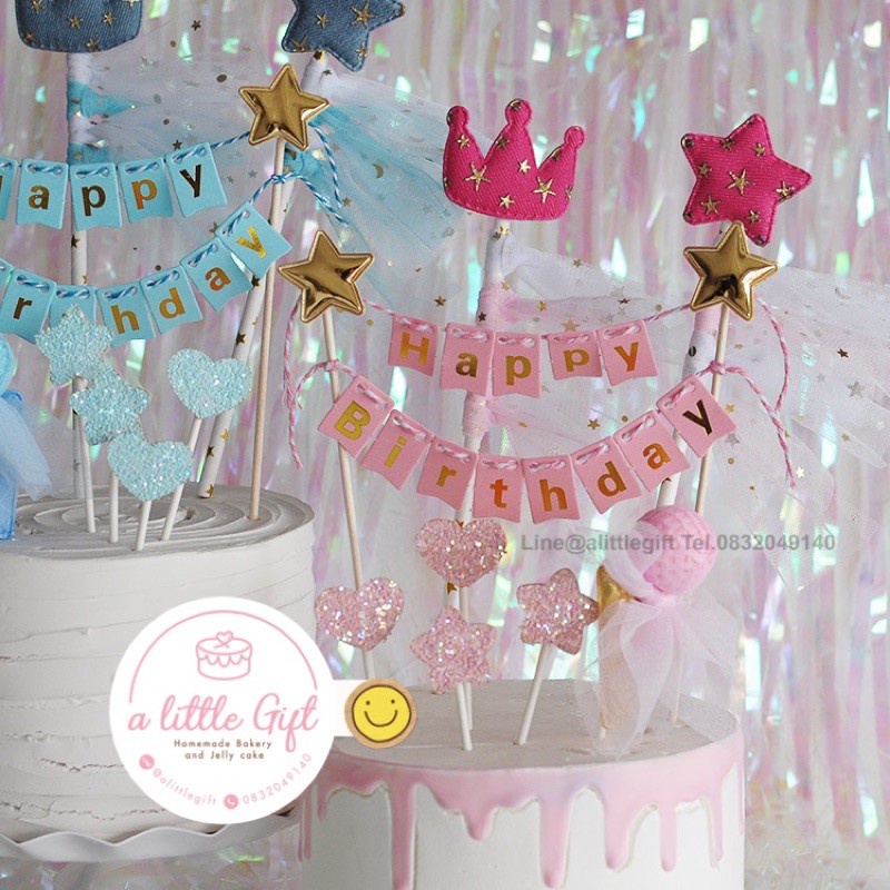 Giấy Thêu Chữ Happy Birthday Dán Trang Trí Bánh Kem