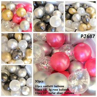 Set 30 Bong Bóng 12 "Màu Vàng / Đen Trang Trí Tiệc