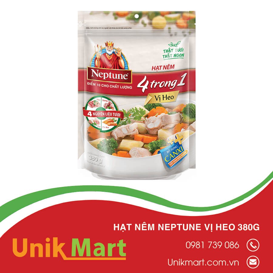 Hạt nêm 4 trong 1 vị heo Neptune gói 380g