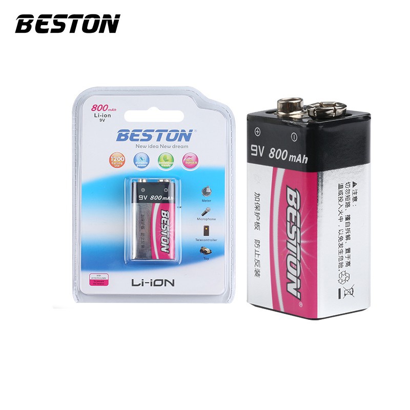 Pin sạc Lithium 9V 800mAh Beston dùng cho micro, đồng hồ đo điện, máy nghe nhạc, đèn pin