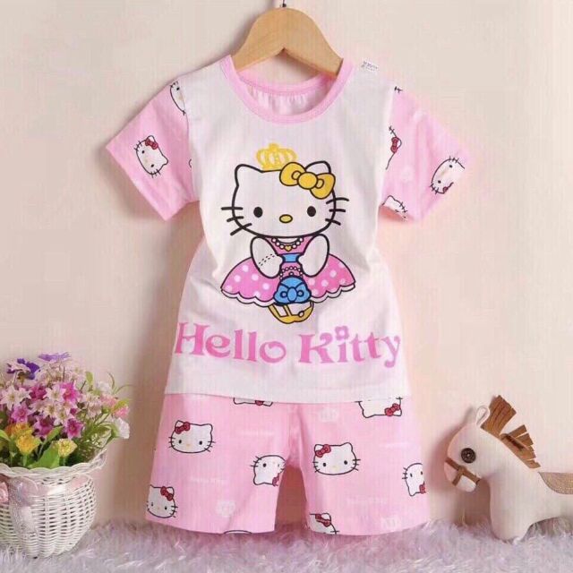 Đồ bộ bé gái in hình Hello Kitty xinh xắn